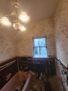 The bathroom right at the beginning of the demo process