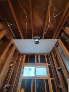 Exposed lighting electrical and exhaust/heater electrical cable runs