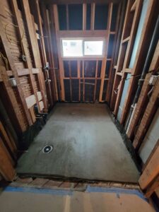 Hot mop waterproofing and cement leveling completed
