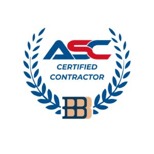 The ASC certificate confirming Block Builders General Contracting, Inc.'s official certification as an approved ASC installer.
